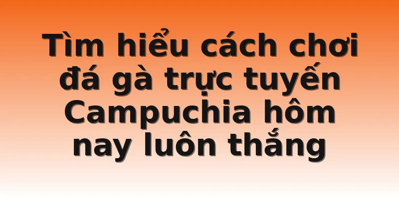 Tìm hiểu cách chơi đá gà trực tuyến Campuchia hôm nay luôn thắng