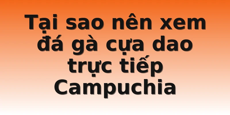 Tại sao nên xem đá gà cựa dao trực tiếp Campuchia