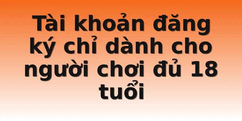 Tài khoản đăng ký chỉ dành cho người chơi đủ 18 tuổi
