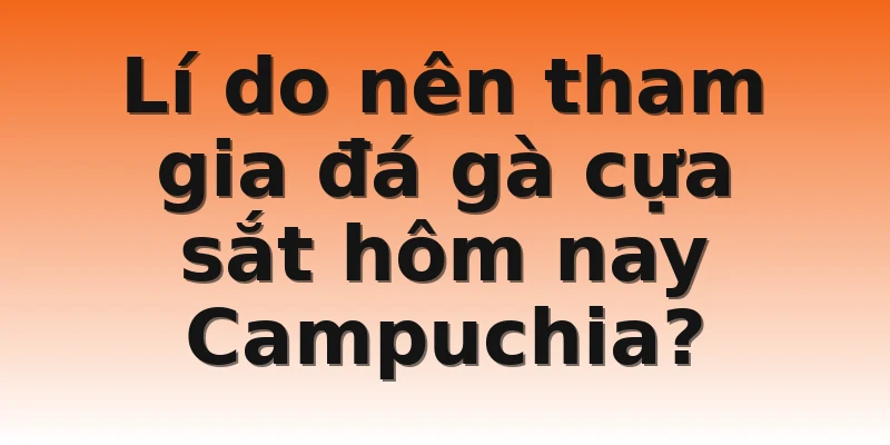 Lí do nên tham gia đá gà cựa sắt hôm nay Campuchia?