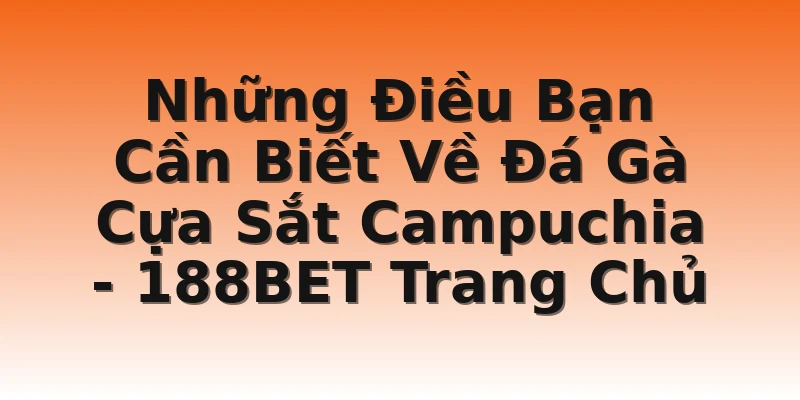 Những Điều Bạn Cần Biết Về Đá Gà Cựa Sắt Campuchia - 188BET Trang Chủ