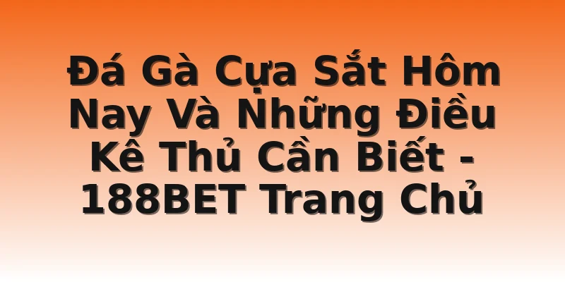 Đá Gà Cựa Sắt Hôm Nay Và Những Điều Kê Thủ Cần Biết - 188BET Trang Chủ