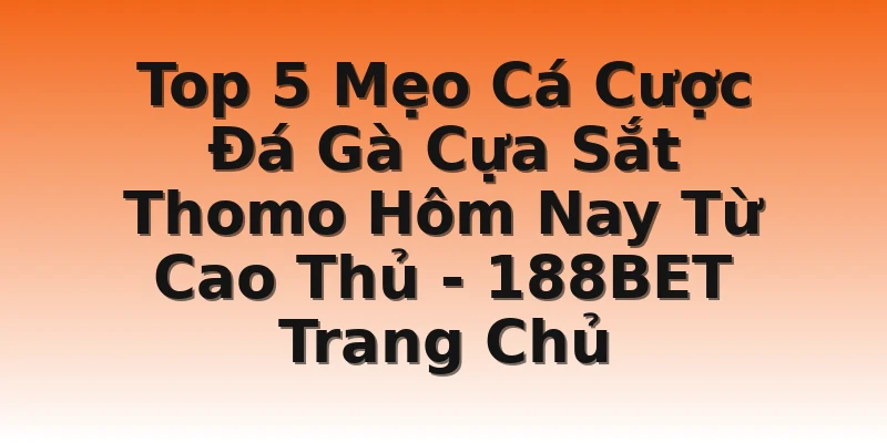 Top 5 Mẹo Cá Cược Đá Gà Cựa Sắt Thomo Hôm Nay Từ Cao Thủ - 188BET Trang Chủ