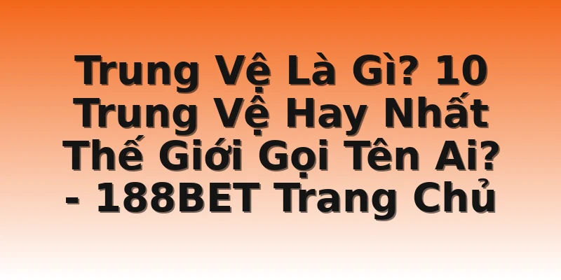 Trung Vệ Là Gì? 10 Trung Vệ Hay Nhất Thế Giới Gọi Tên Ai? - 188BET Trang Chủ