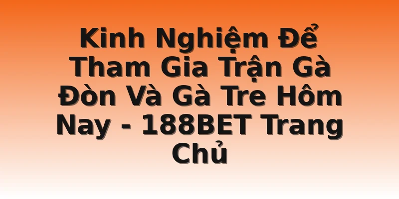 Kinh Nghiệm Để Tham Gia Trận Gà Đòn Và Gà Tre Hôm Nay  - 188BET Trang Chủ