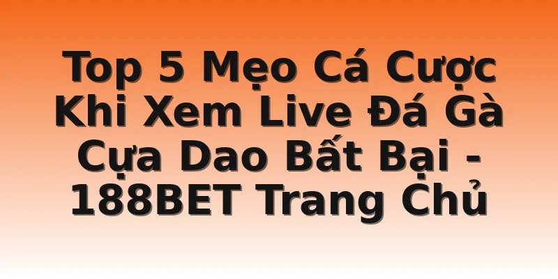 Top 5 Mẹo Cá Cược Khi Xem Live Đá Gà Cựa Dao Bất Bại  - 188BET Trang Chủ