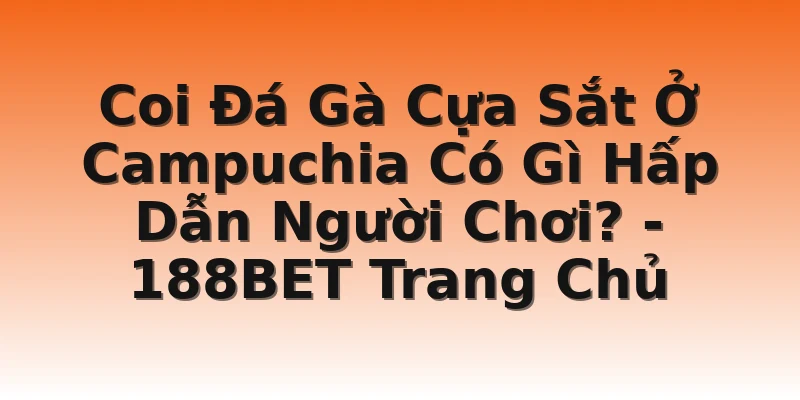 Coi Đá Gà Cựa Sắt Ở Campuchia Có Gì Hấp Dẫn Người Chơi?   - 188BET Trang Chủ