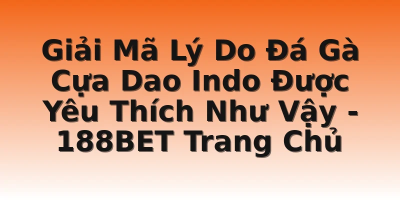 Giải Mã Lý Do Đá Gà Cựa Dao Indo Được Yêu Thích Như Vậy - 188BET Trang Chủ
